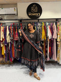 Black Printed Flared Kurti Set with Dupatta (3-Piece Ethnic Wear)