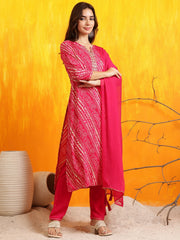 Women Pink Designer Kurti Pant Dupatta Set | Trending Ethnic Wear | Festive Collection