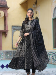 Women Black Designer Kurti Pant Dupatta Set | Premium Ethnic Wear | Festive Collection