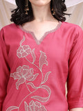 Women Premium Pink Kurti Pant Dupatta Set | Designer Embroidery Ethnic Wear | Festive Collection