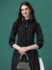 Women Black Cotton Printed Kurti | Summer Daily Wear Kurti | Stylish Ethnic Outfit