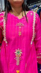 Pink embroidered salwar suit for women with dupatta