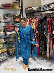Teal Blue Printed Kurti Set with Dupatta (Elegant Daily Wear)