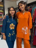 Trendy Co-Ord Set for Women (Blue & Orange Embroidered Sets)