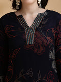 Minimal Black Floral Kurti Palazzo Set for Women (Office & Daily Wear)