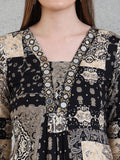 Elegant Black & Beige Printed Kurti Set with Palazzo for Women