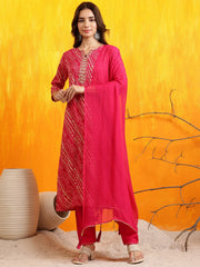Women Pink Designer Kurti Pant Dupatta Set | Trending Ethnic Wear | Festive Collection