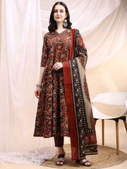 Women Printed Ethnic 3 Piece Set | Cotton Kurti Pant Dupatta Set | Festive & Daily Wear
