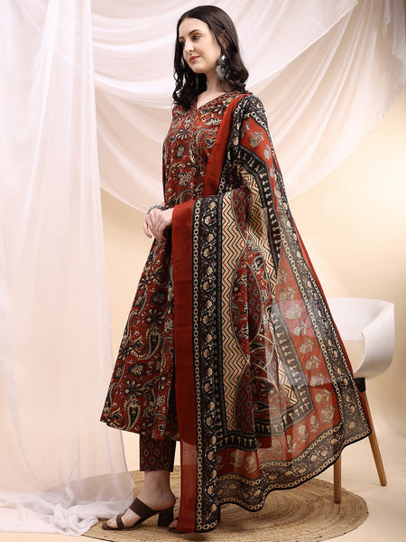 Women Printed Ethnic 3 Piece Set | Cotton Kurti Pant Dupatta Set | Festive & Daily Wear