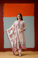 Elegant Pastel Kurti Set with Dupatta – Soft Cotton Daily Wear Outfit